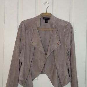 Moto jacket by INC (Macy's) taupe faux SUEDE Size L petite